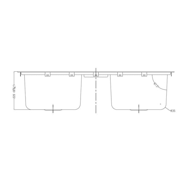 Dawn? Top Mount Equal Double Bowl Sink with Integral Drain Board and One Pre-cut Faucet Hole