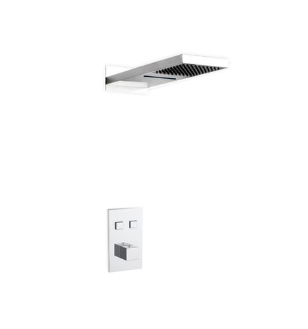 Aqua DUO Brass Shower Set with Square Rain Shower and Waterfall