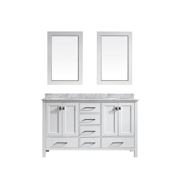Eviva Aberdeen 60 Transitional White Bathroom Vanity with White Carrera Countertop