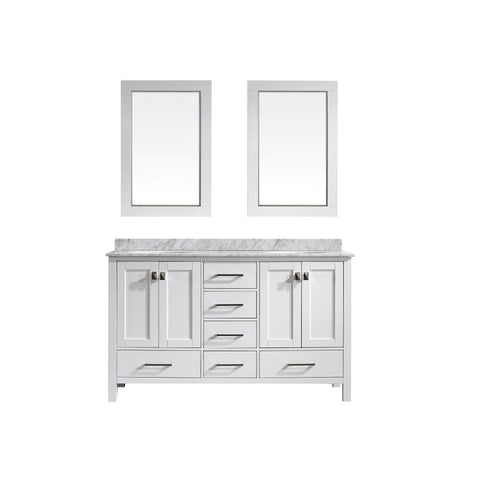 Eviva Aberdeen 60 Transitional White Bathroom Vanity with White Carrera Countertop