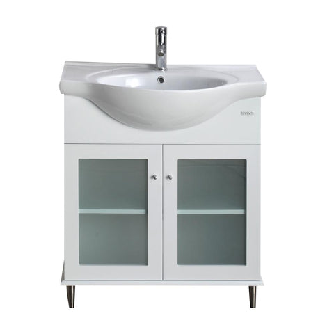 Eviva Tux? 30" White Transitional Bathroom Vanity  with White Integrated Porcelain Sink