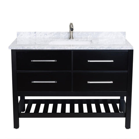 Eviva Natalie F.? 48" Espresso Bathroom Vanity with White Carrera Marble Counter-top & a porcelain sink 