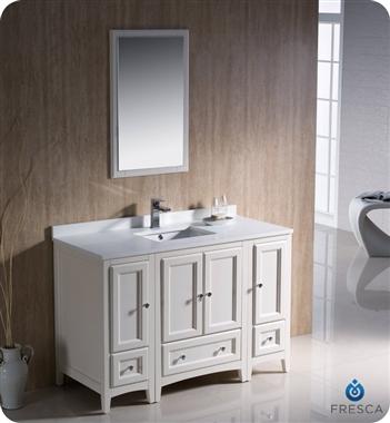 Fresca Oxford 48" Antique White Traditional Bathroom Vanity