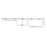 Dawn? Top Mount Double Bowl Sink with Integral Drain Board and Three Pre-cut Faucet Holes (Large Bowl on Right)