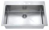 Dawn? Top Mount Single Bowl Sink with Three Pre-cut Faucet Holes