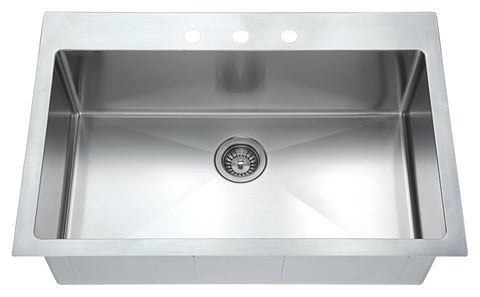 Dawn? Top Mount Single Bowl Sink with Three Pre-cut Faucet Holes