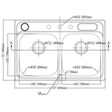 Dawn? Top Mount Equal Double Bowl Sink (Included Accessories: Dawn? Knife Shelf KS322 and Dawn? Utensil Holder UH322)