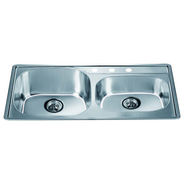 Dawn? Top Mount Double Bowl Sink with Three Pre-cut Faucet Holes