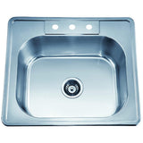 Dawn? Top Mount Single Bowl Sink with Three Pre-cut Faucet Holes