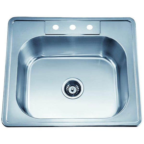 Dawn? Top Mount Single Bowl Sink with Three Pre-cut Faucet Holes