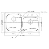Dawn? Top Mount Double Bowl Sink with Three Pre-cut Faucet Holes