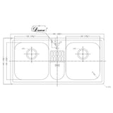 Dawn? Top Mount Equal Double Bowl Sink with Integral Drain Board and One Pre-cut Faucet Hole