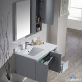 Monaco 36" Wall Mount Left Vanity Set with Mirror and Wall Cabinet
