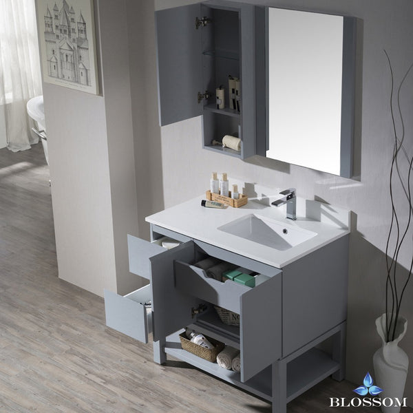 Monaco 36" Right Vanity Set with Mirror and Wall Cabinet