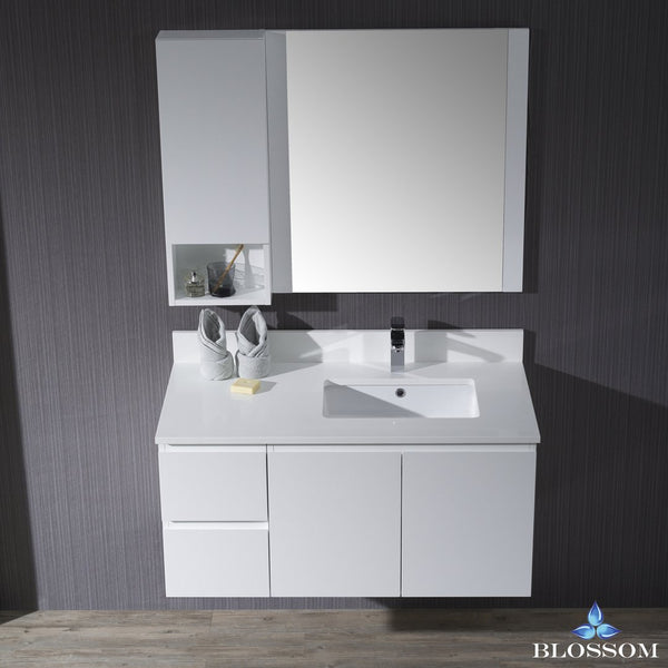 Monaco 42" Wall Mount Right Vanity Set with Mirror and Wall Cabinet