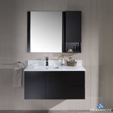 Monaco 42" Wall Mount Left Vanity Set with Mirror and Wall Cabinet
