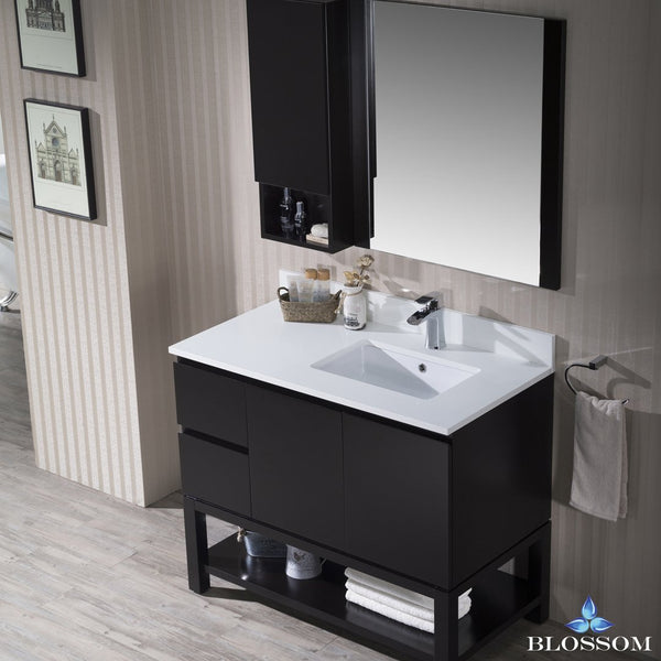 Monaco 42" Right Vanity Set with Mirror and Wall Cabinet