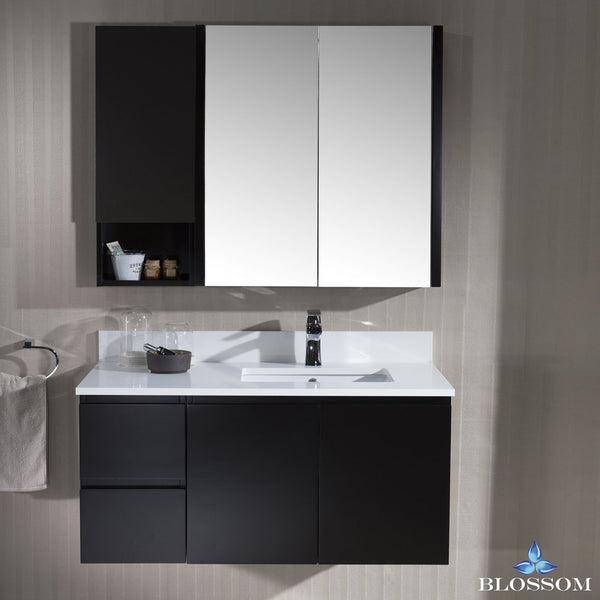 Monaco 42" Wall Mount Left Vanity Set with Medicine Cabinet and Wall Cabinet