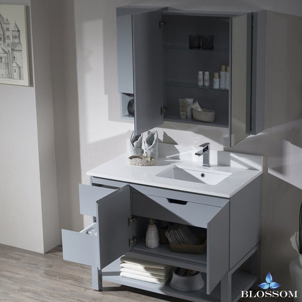 Monaco 42" Right Vanity Set with Medicine Cabinet and Wall Cabinet