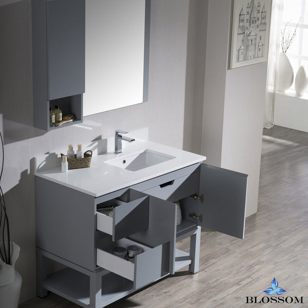 Monaco 42" Right Vanity Set with Mirror and Wall Cabinet