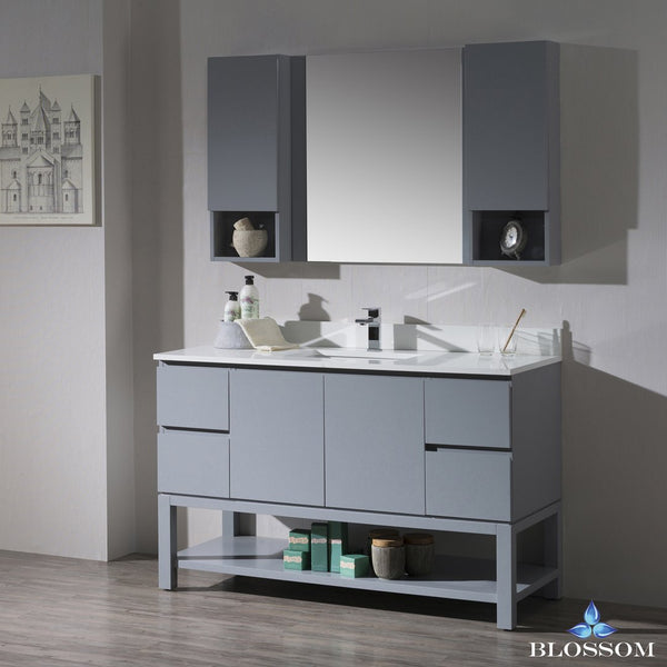 Monaco 54" Vanity Set with Mirror and Wall Cabinets