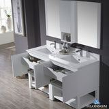 Monaco 60" Double Vanity Set with Mirror and Wall Cabinet