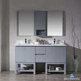 Monaco 60" Double Vanity Set with Mirror and Wall Cabinet