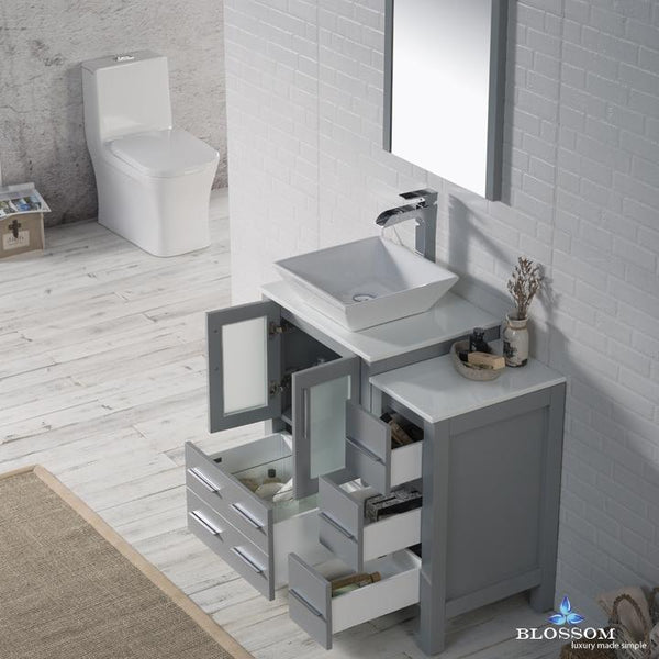 Sydney 36" Vanity Set with Vessel Sink and Side Cabinet