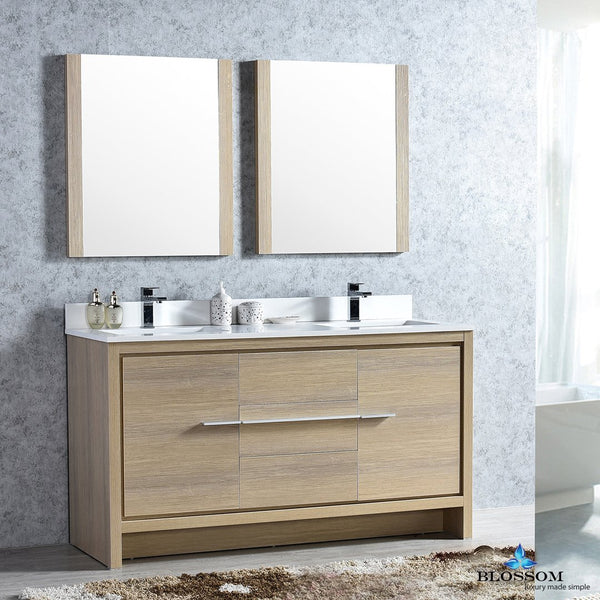 Milan 60" Double Vanity Set with Mirrors