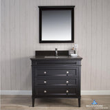 Bordeaux 36" Vanity Set with Mirror and Mocha Woodland Quartz Countertop