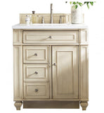 Bristol 30" Single Vanity, Vintage Vanilla, Married Top - Snow White Quartz