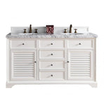 Savannah 60" Cottage White Double Vanity with 2 CM Galala Beige Marble Top