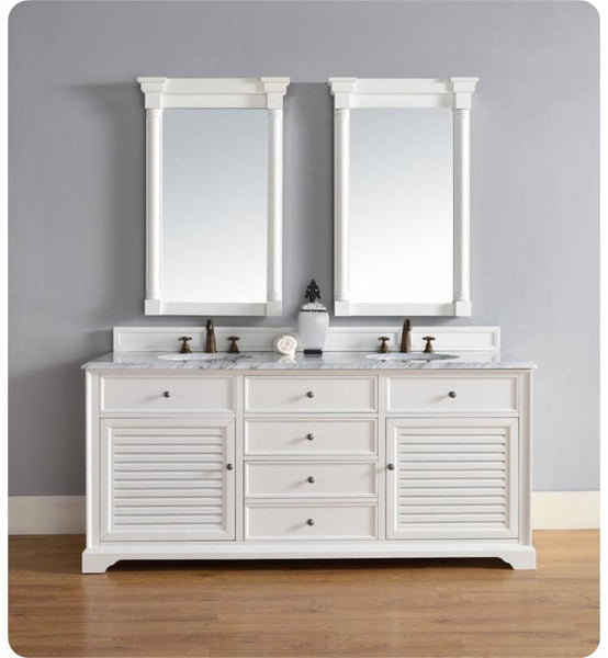 Savannah 72" Double Vanity Cabinet, Cottage White