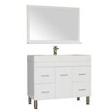 Ripley 39" Single Modern Bathroom Vanity Set in White with Mirror