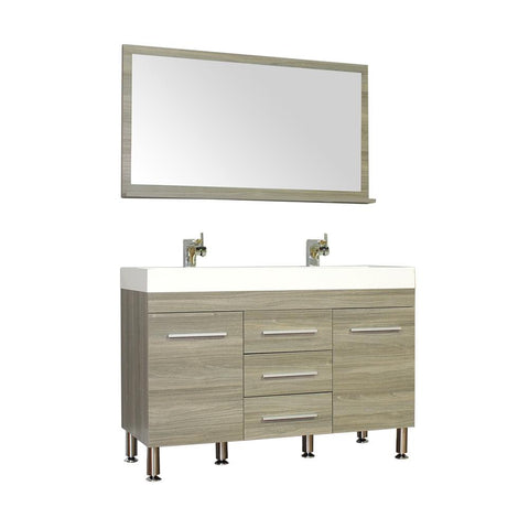 Ripley 48" Double Modern Bathroom Vanity in Gray without Mirror