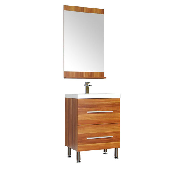 Ripley 24" Single Modern Bathroom Vanity Set in Cherry with Mirror