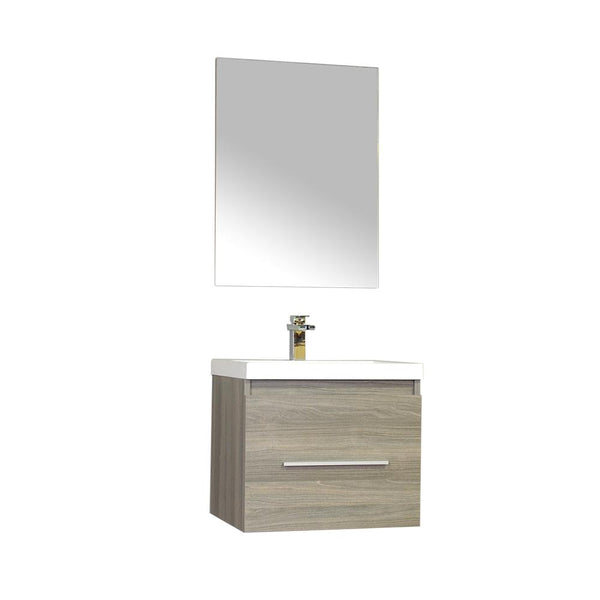 Ripley 24" Single Wall Mount Modern Bathroom Vanity Set in Gray with Mirror