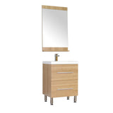 Ripley 24" Single Modern Bathroom Vanity Set in Light Oak with Mirror