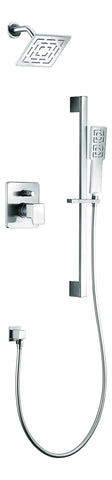 Dawn? Acadia Square Series Shower Combo Set Wall Mounted Rainhead with Slide bar handheld shower, Chrome
