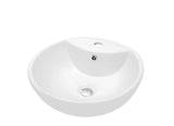 Dawn? Vessel Above-Counter Round Ceramic Art Basin with Single Hole for Faucet and Overflow