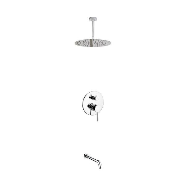 Aqua Rondo Shower Set w/ Ceiling Mount 12" Rain Shower and Tub Filler 