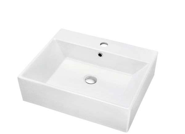 Dawn? Vessel Above-Counter Rectangle Ceramic Art Basin with Single Hole for Faucet and Overflow
