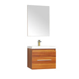 Ripley 24" Single Wall Mount Modern Bathroom Vanity Set in Cherry with Mirror