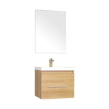 Ripley 24" Single Wall Mount Modern Bathroom Vanity Set in Light Oak with Mirror