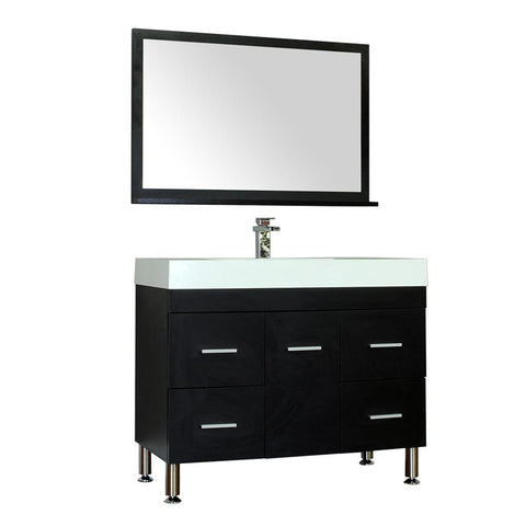 Ripley 39" Single Modern Bathroom Vanity Set in Black with Mirror