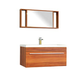 Ripley 36" Single Wall Mount Modern Bathroom Vanity Set in Cherry with Mirror