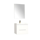 Ripley 24" Single Wall Mount Modern Bathroom Vanity Set in White with Mirror