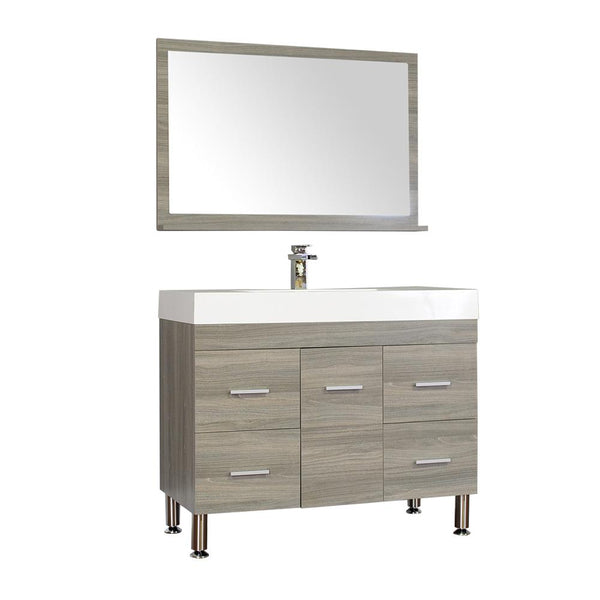 Ripley 39" Single Modern Bathroom Vanity Set in Gray with Mirror