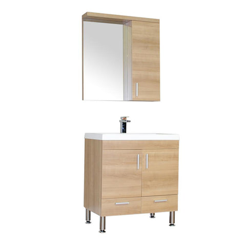 Ripley 30" Single Modern Bathroom Vanity Set in Light Oak with Mirror