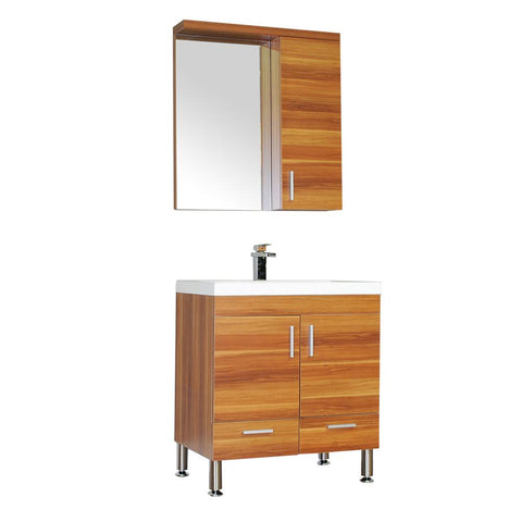 Ripley 30" Single Modern Bathroom Vanity Set in Cherry with Mirror